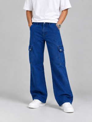 Royal Blue Cargo Jeans with 6 Pockets