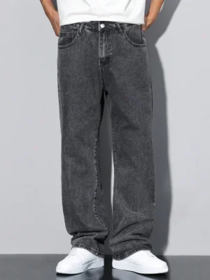 Grey Straight Fit Jeans