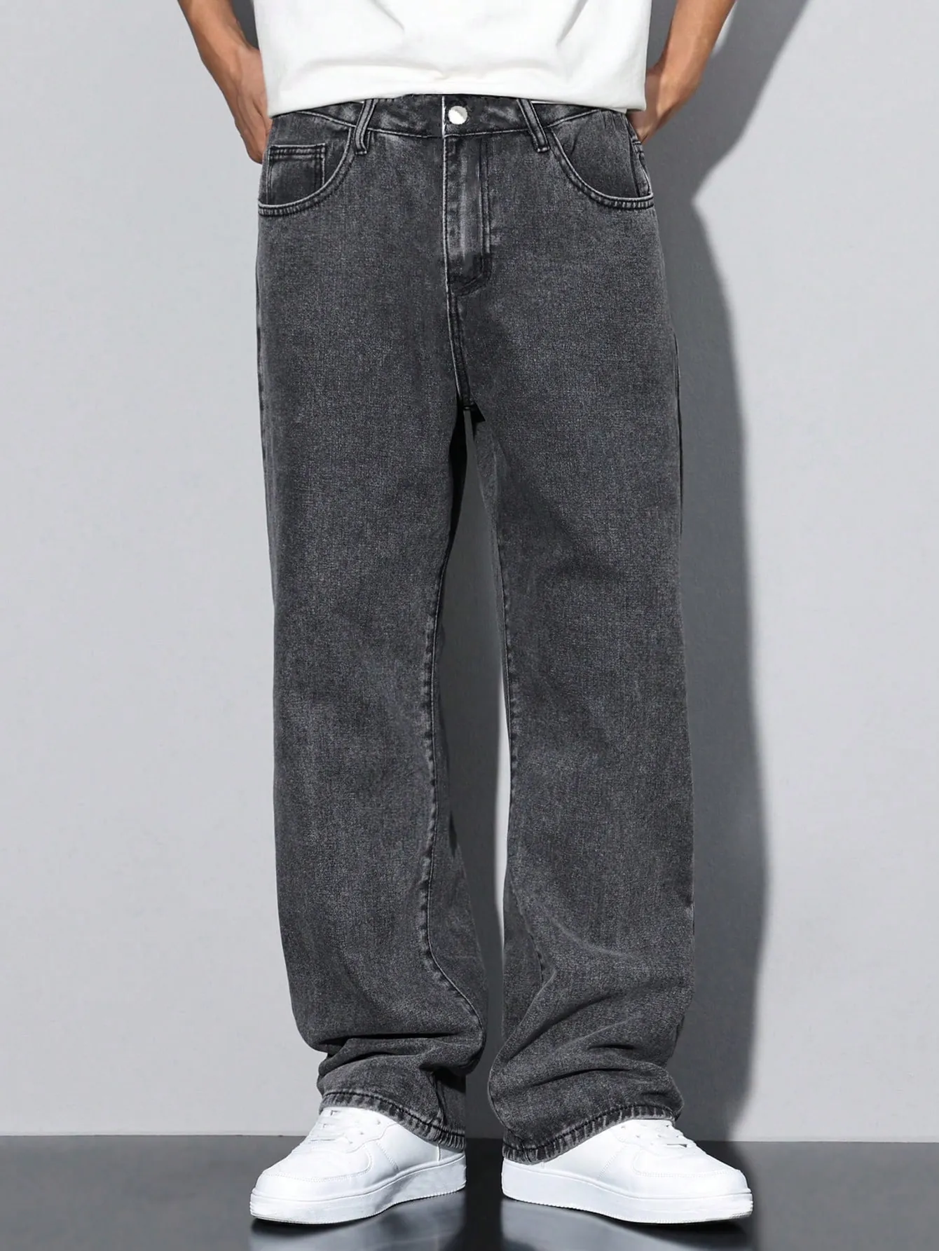 Grey Straight Fit Jeans