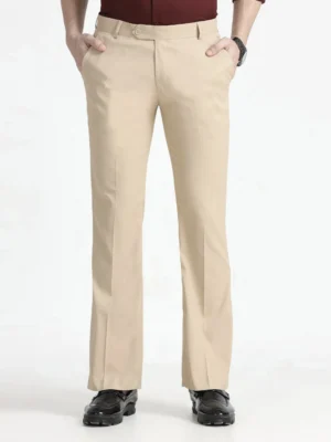 Beige Bootcut Formal Pant