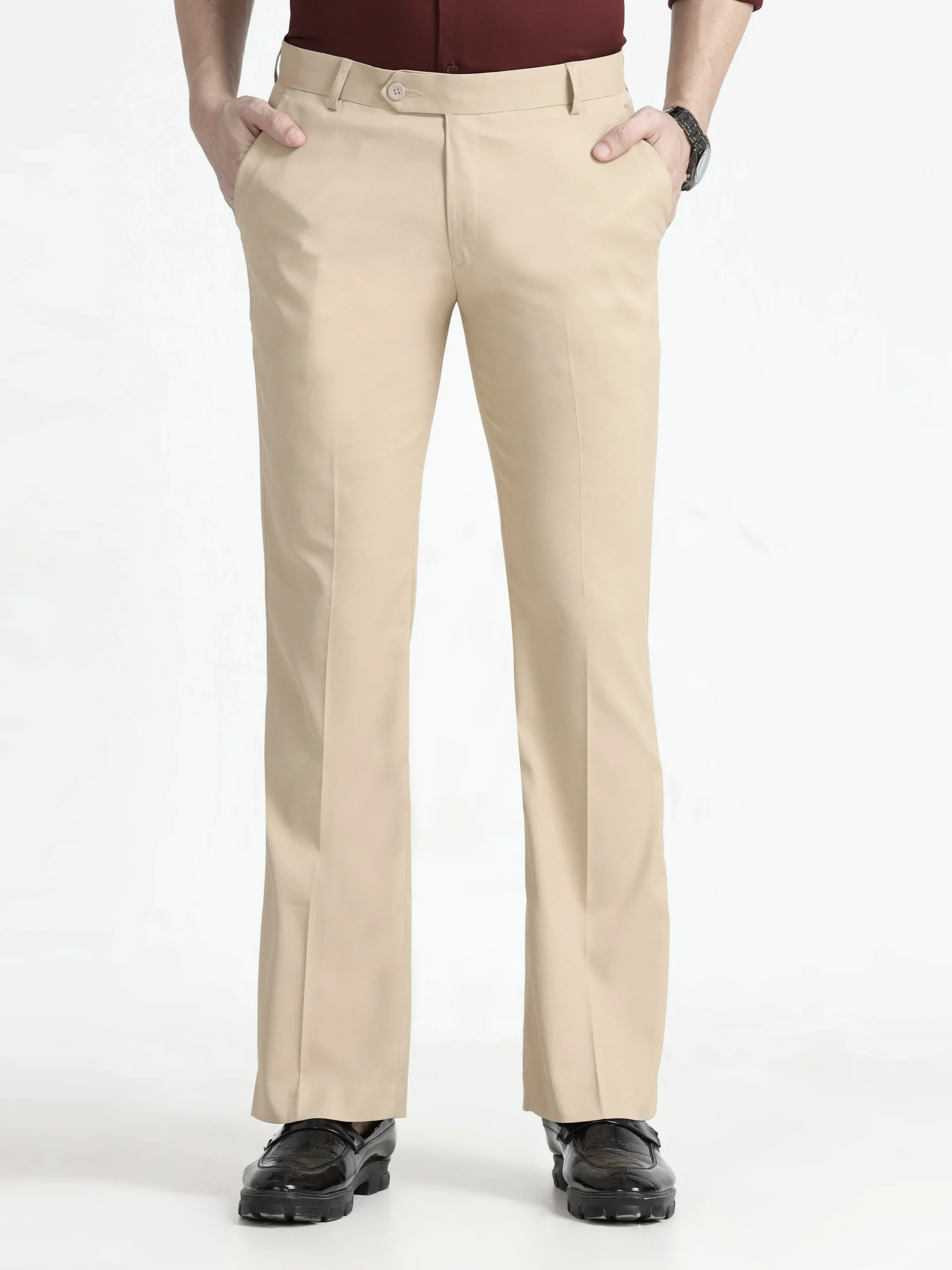Beige Bootcut Formal Pant