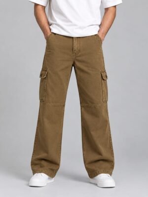 Brown Cargo Jeans with 6 Pockets