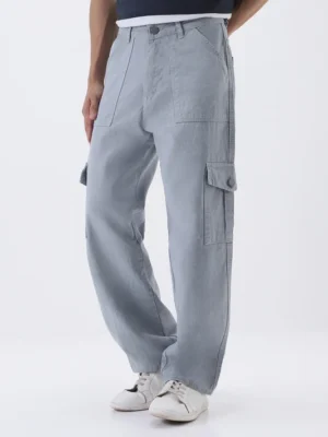 Ice Grey Cargo Jeans with 6 Pockets
